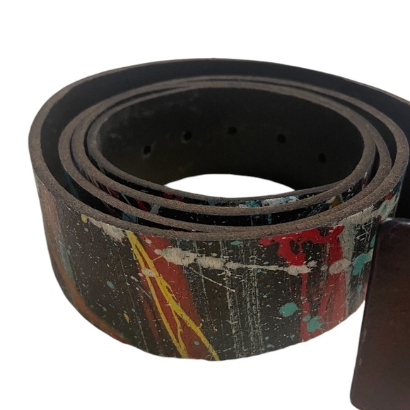 Handmade Color Splash Leather Black Belt Silver Tone‎ Hardware (NWOT) - Picture 3 of 9
